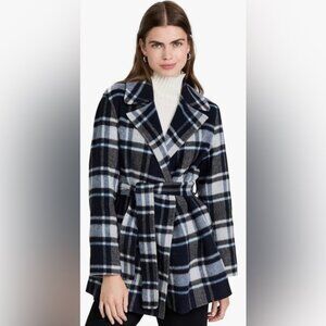 THEORY Wool-Blend Plaid Belted Coat